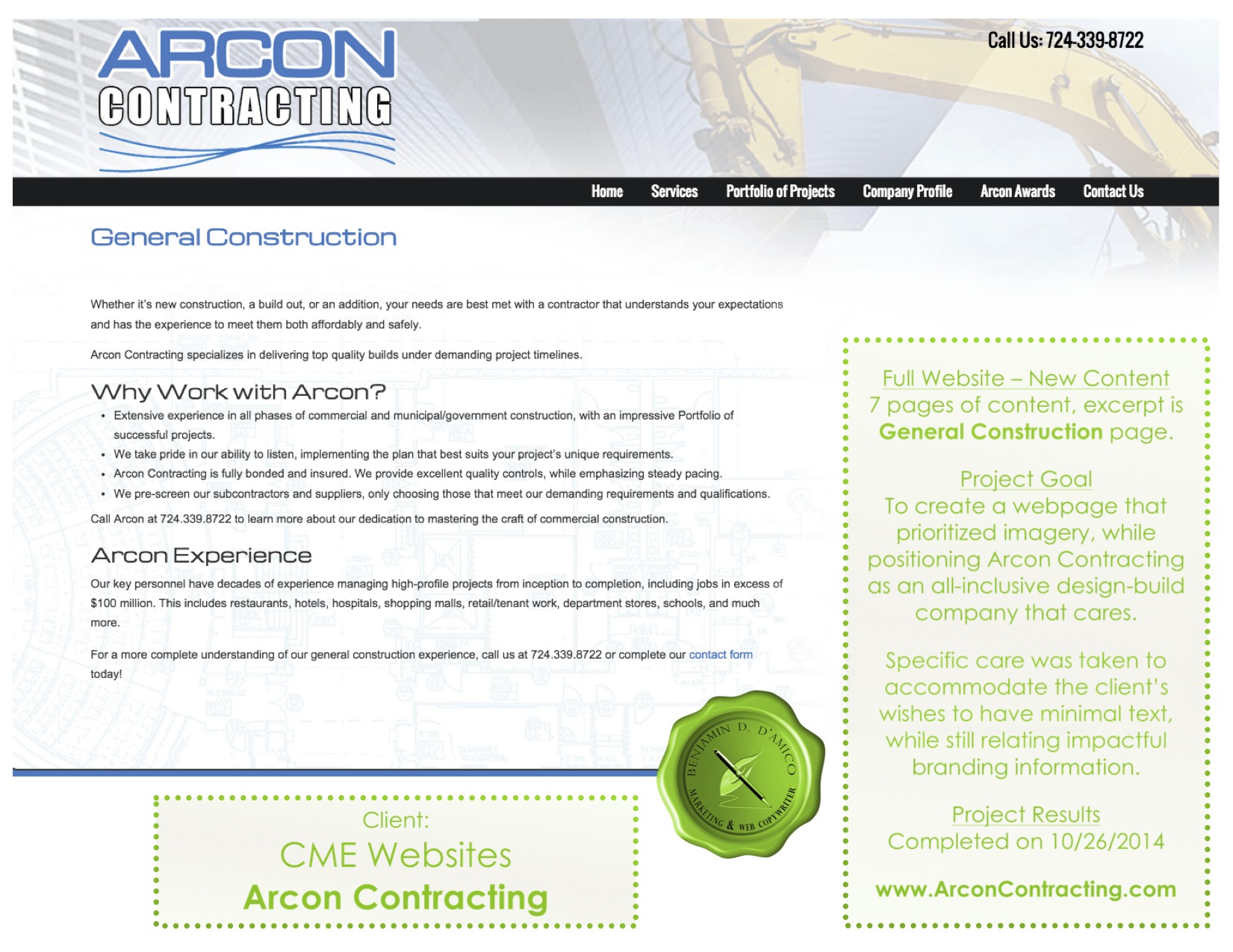 www.ArconContracting.com | Arcon Contracting | Web Copy Sample