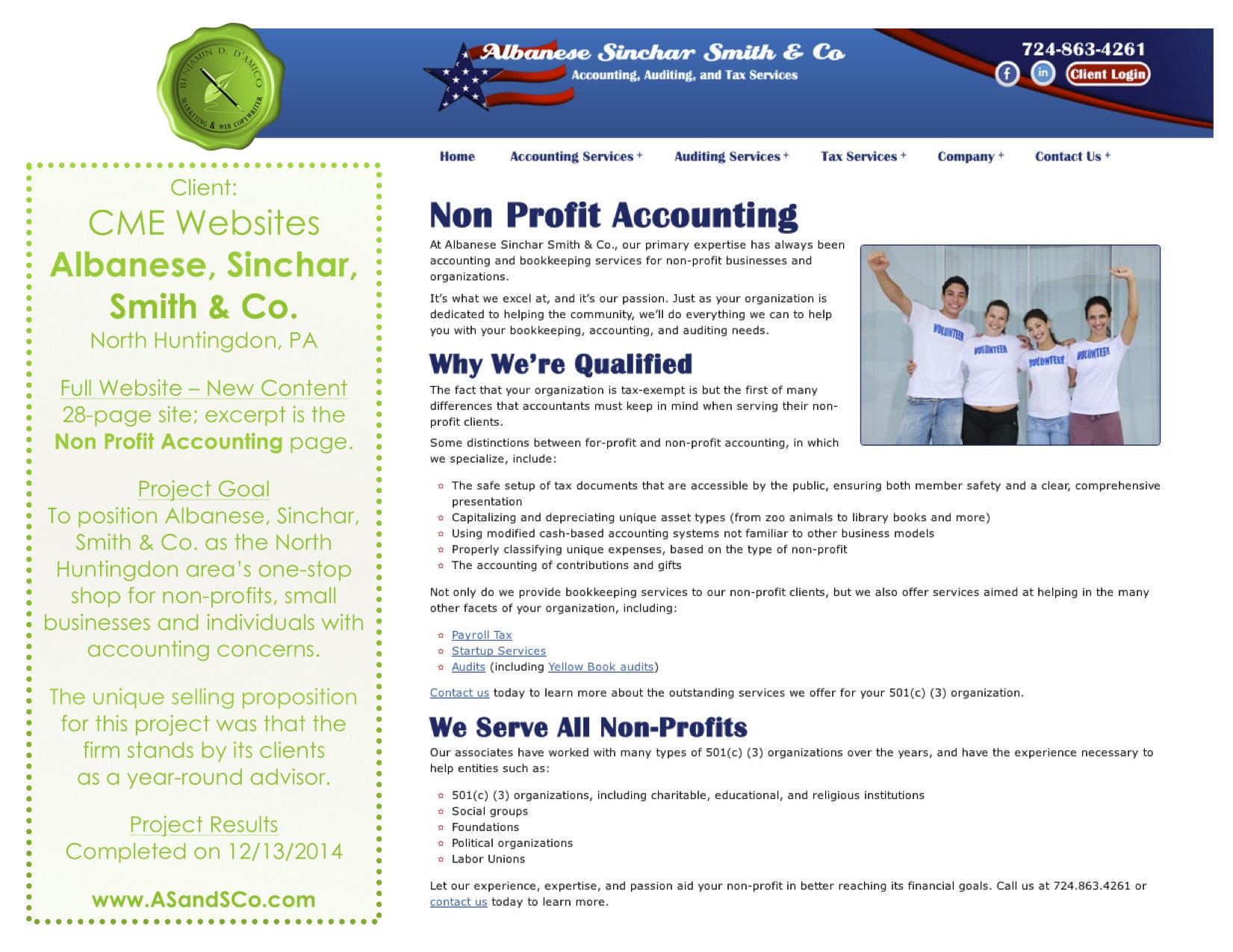 www.ASandSCo.com | Albanes Sinchar Smith & Co. | Web Copy Sampe